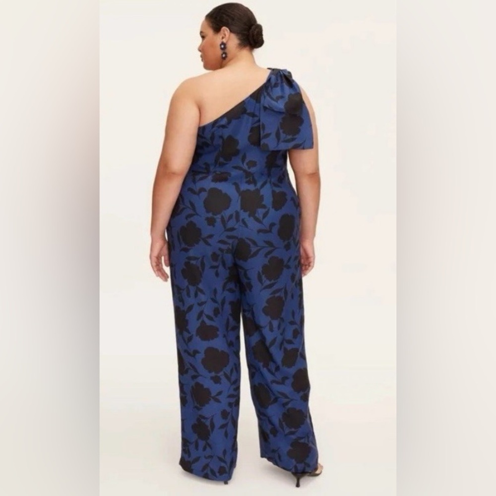 Kate Spade Floral One-Shoulder Jumpsuit in Blue and Blackπβ¨π€55%Linen / 45% Rayon - Picture 4 of 12